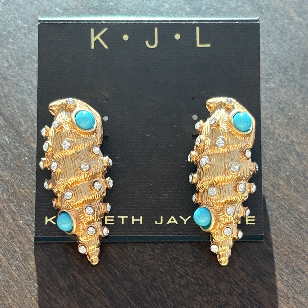 Kenneth Jay Lane Earrings with Turquoise and Crystal Accents